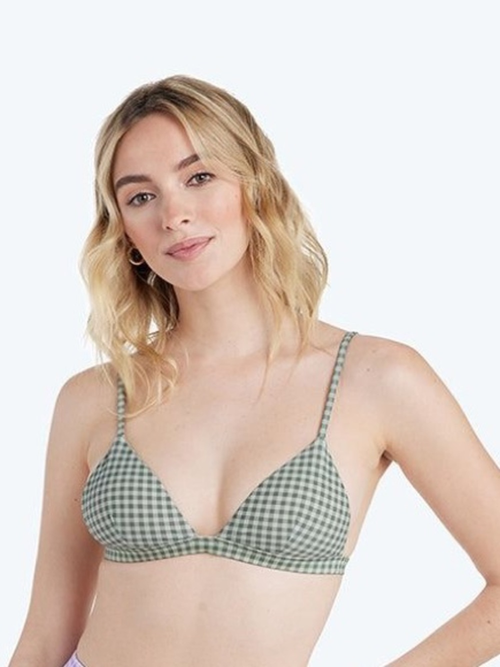 Summersalt The Triangle Bikini Top in Gingham– Size 4
